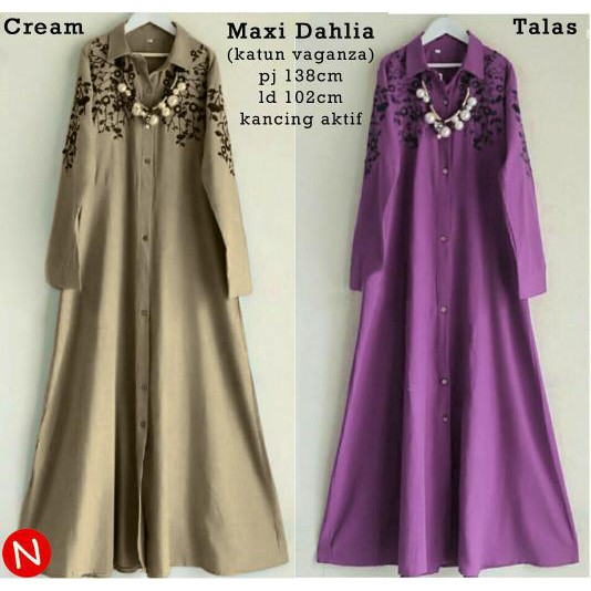 cn 6857 maxi dahlia dress terusan wanita murah gamis syari hijab muslim