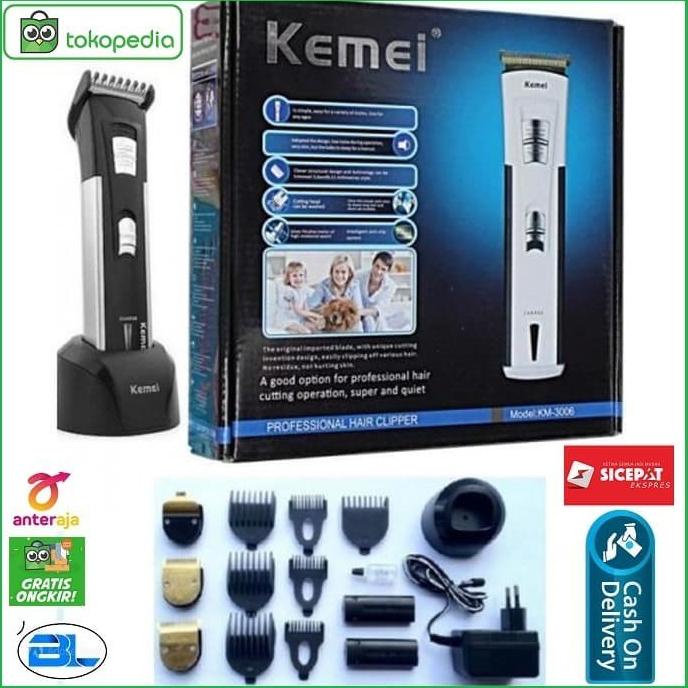 BISA BAYAR DITEMPAT Mesin Cukur rambut kumis dan jenggot system cas kemei 3006 TERBAIK Kode 739