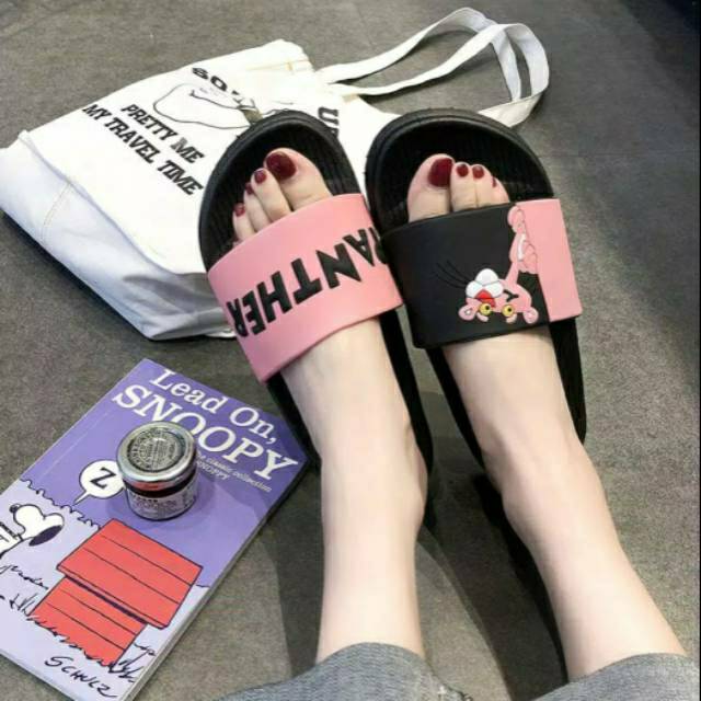  Sandal  Wanita  Flat Jelly  Selop Karakter PINK PANTHER CN003 