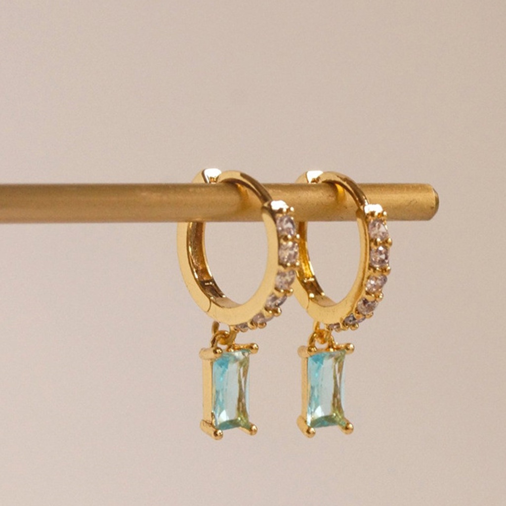 Hu Hu Hu Hu Hu Alat Bantu Pasang Kacamata♡ 1 Pasang Anting Hoop Bentuk Persegi Panjang Bahan Cubic Zirconia Untuk Kencan