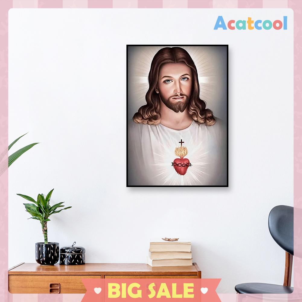 Lukisan Sulaman Berlian 5d Jahitan Bersilang Desain Jesus Model Diy