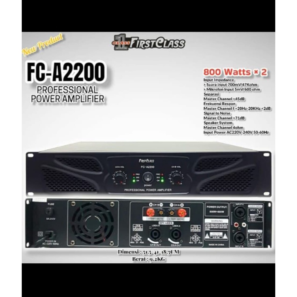 Power Amplifier Firstclass FC A2200 / FIRSTCLASS FCA2200 / FCA 2200