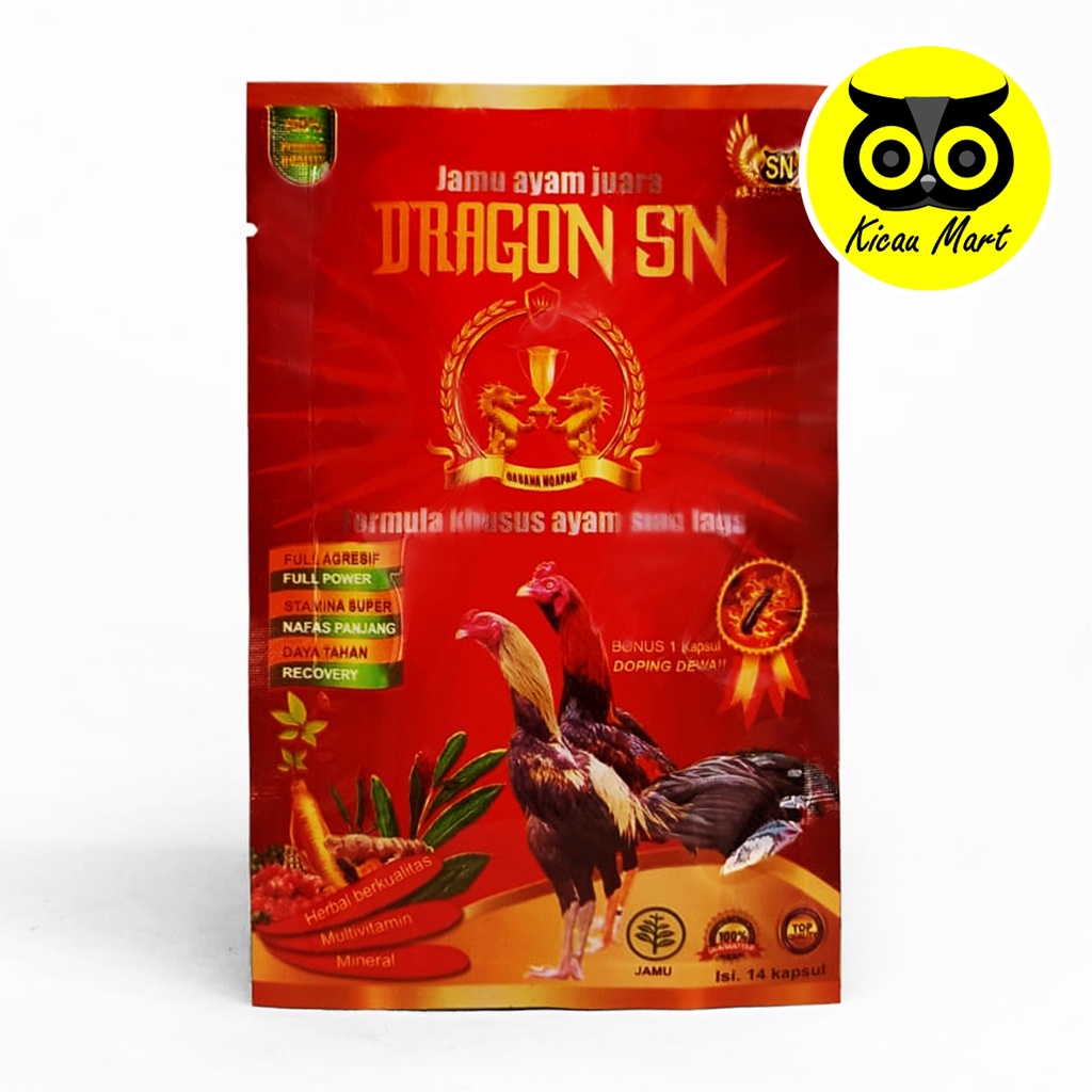 JAMU AYAM DRAGON SN DOPING DEWA SASANA NGAPAK KAPSUL FORMULA KHUSUS AYAM JANTAN LAGA JAGO TARUNG DRGSN