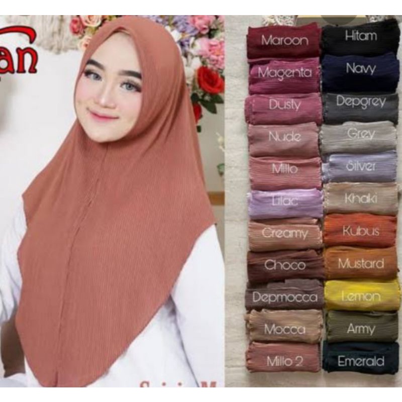 bergo tali plisket/jilbab plisket/jilbab instant