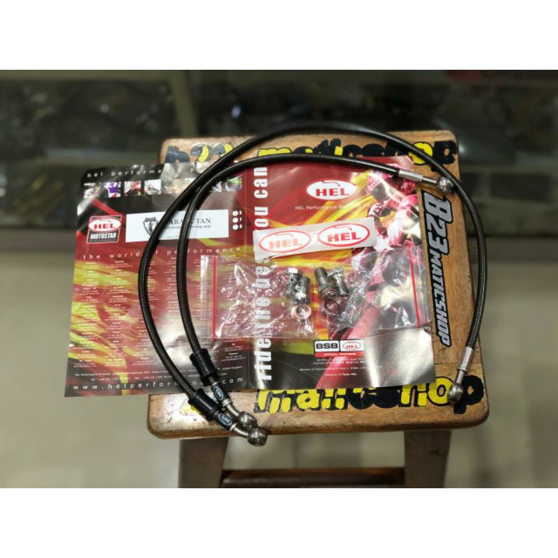 Selang rem hel original ninja rr krr nsr depan 75 cm belakang 45 cm full set baut ring oli carbon