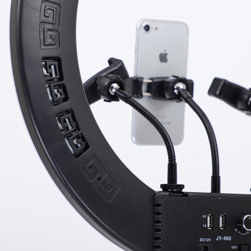 TaffSTUDIO Lampu Halo Ring Light LED Kamera 18 Inch with 3xSmartphone Holder + Remote Control - JY-460 - White