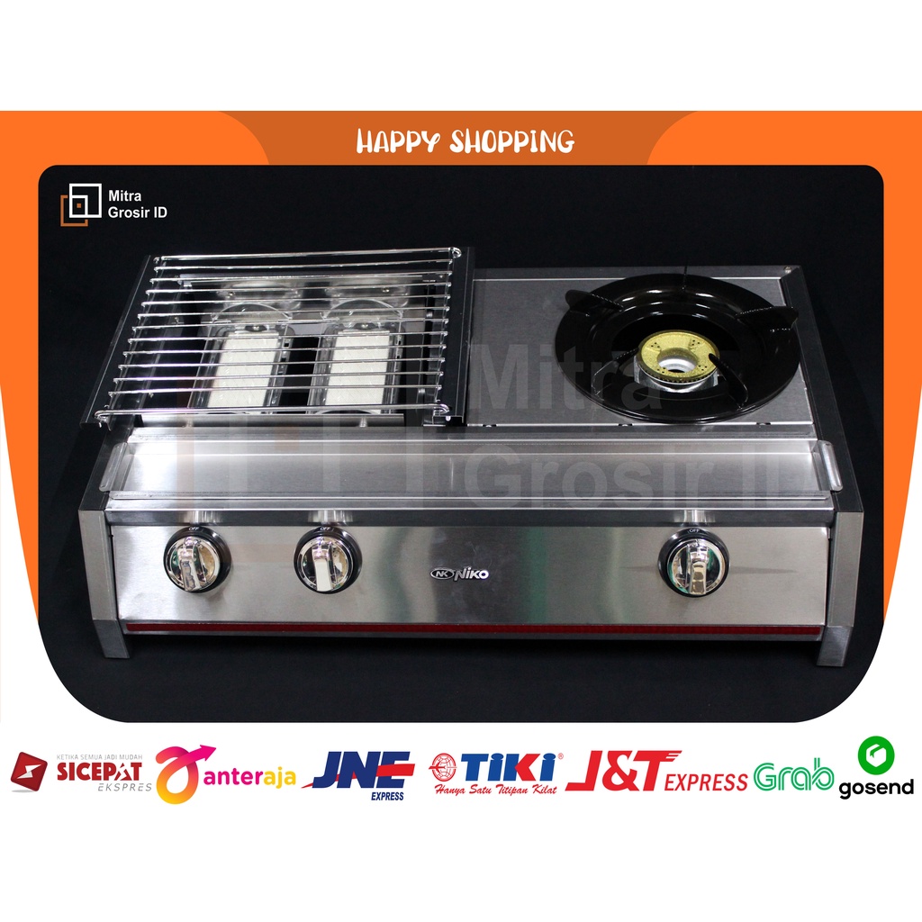 Kompor Gas NIKO Pemanggang 2IN1 2 Burner Grill 1 Burner Stove NK