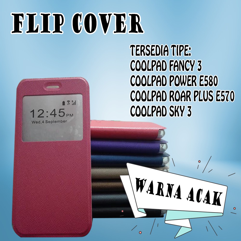 WARNA ACAK Casing Sarung Leather Case Flip Cover Dompet COOLPAD Fancy 3 Power E580 ROAR+E570 SKY 3