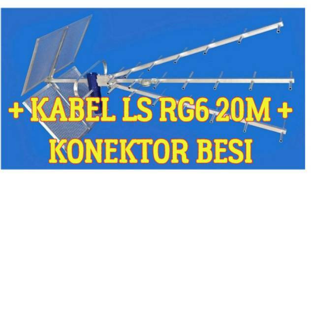 ANTENA TV TITIS DIGITAL OUTDOOR + KABEL  RG6 LS 20M + KONEKTOR BESI