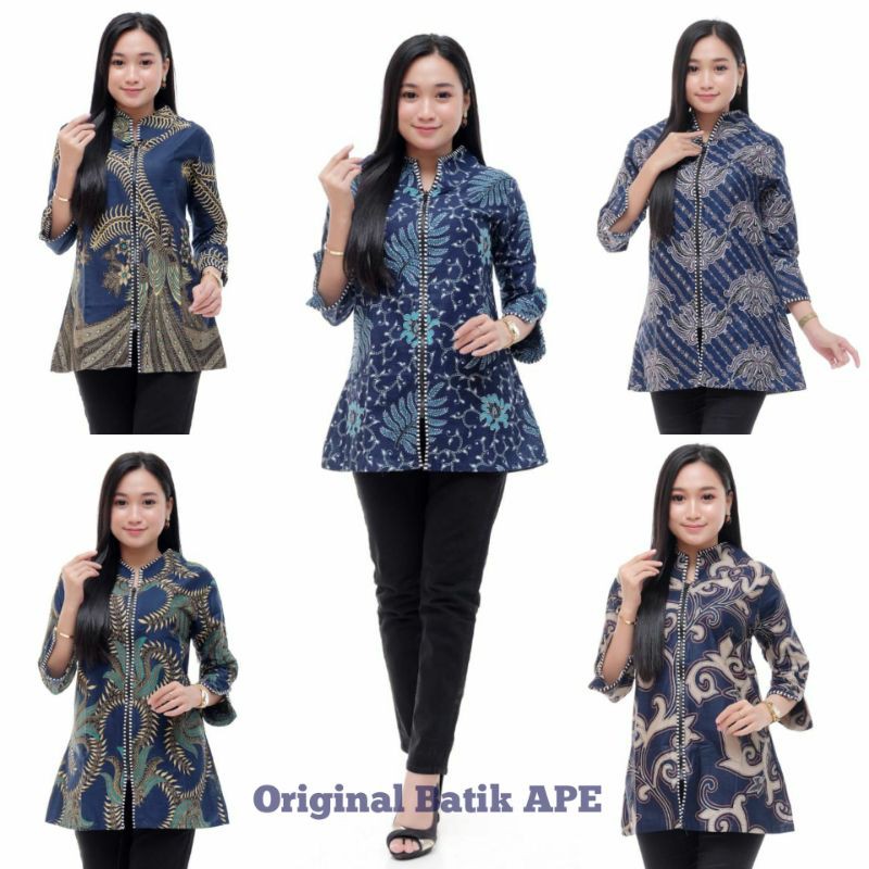 BLOUSE BATIK TRADITIONAL BUTIK ZIPPER DEPAN BUSUI KOMBINASI ATASAN WANITA KARIR MILENIAL BAJU VIRAL