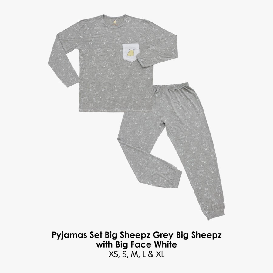 Baa Baa Sheepz - ADULT Pyjamas Set BIG SHEEP GREY (Piyama Dewasa)