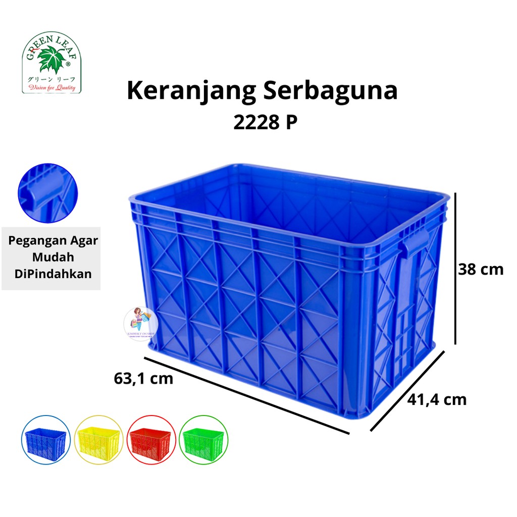 Keranjang Industri Container Box Serbaguna Polos 2228 P Green Leaf