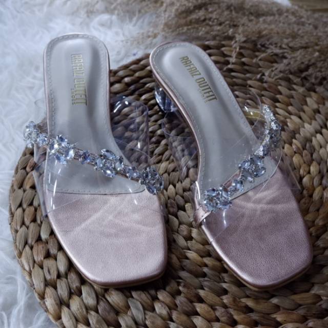  Sandal  aura rosegold sandal  kaca  wanita sandal  wanita 