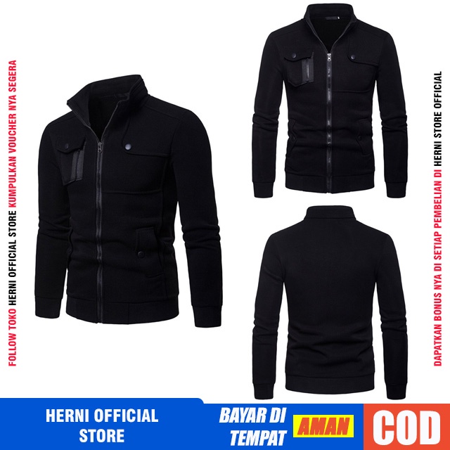 Jaket Pria Bahan Fleece Cotton Katun Tebal Import Original Cowok Casual Distro Keren Premium-3