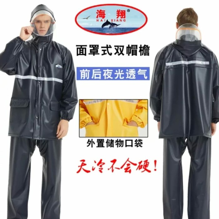 jas hujan import ukuran M hitam - jaket hujan M - mantel import hitam