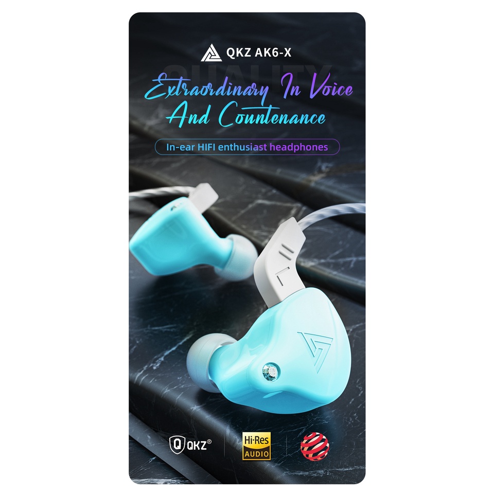 QKZ AK6 X Copper Driver HiFi Sport Headphones In Ear Earphone For Running With Microphone Headset music Earbuds