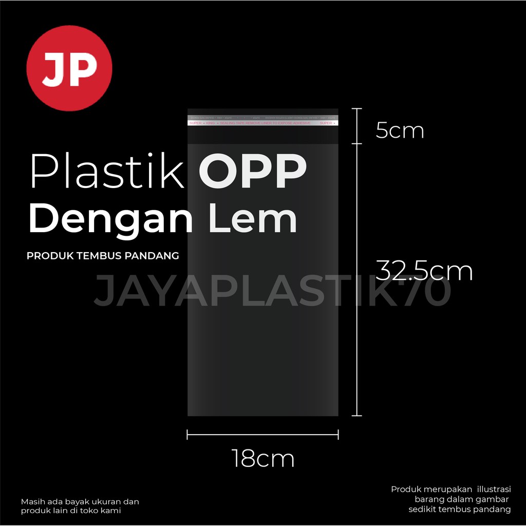 Plastik OPP Ukuran 18 x 32.5 cm +5cm(LEM) 1pack/100pcs