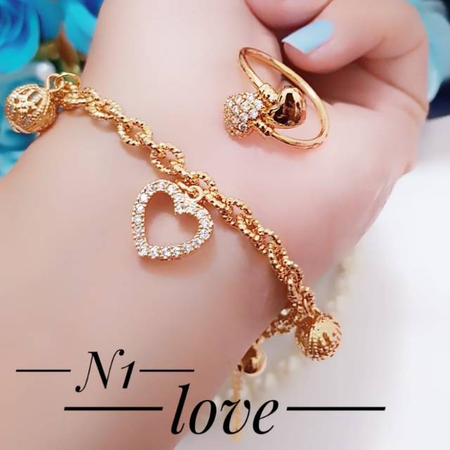 Gelang tangan plus cincin love