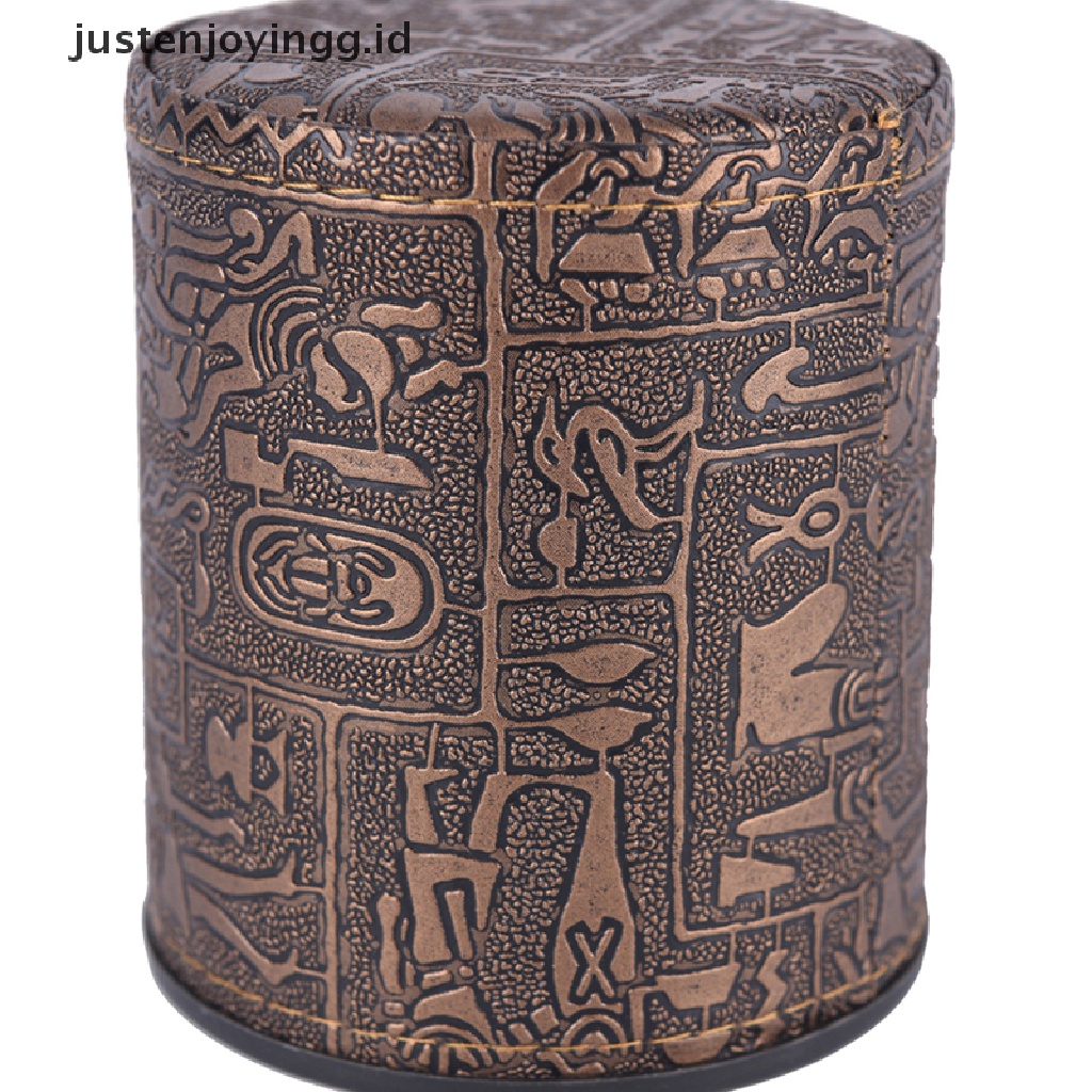 // justenjoyingg.id // 1 pc High Quality Brown Leather Rune Dice Cup PU leather 82x82x91mm ~