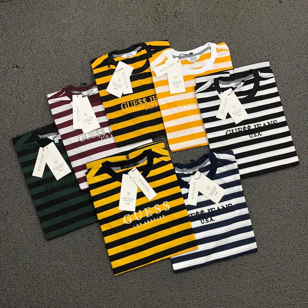 T SHIRT KAOS GUESS X ASAP ROCKY STRIPE 7 VARIAN PREMIUM AUTHENTIC BESTSELLER