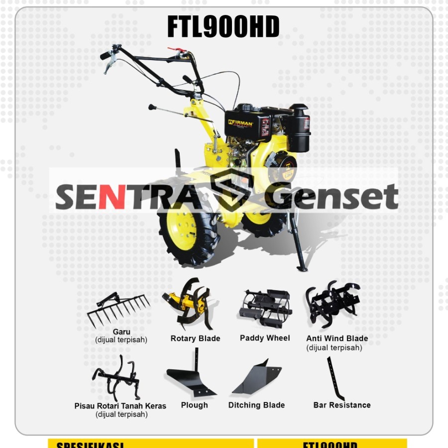 Traktor Firman diesel mesin bajak sawah FTL900HD
