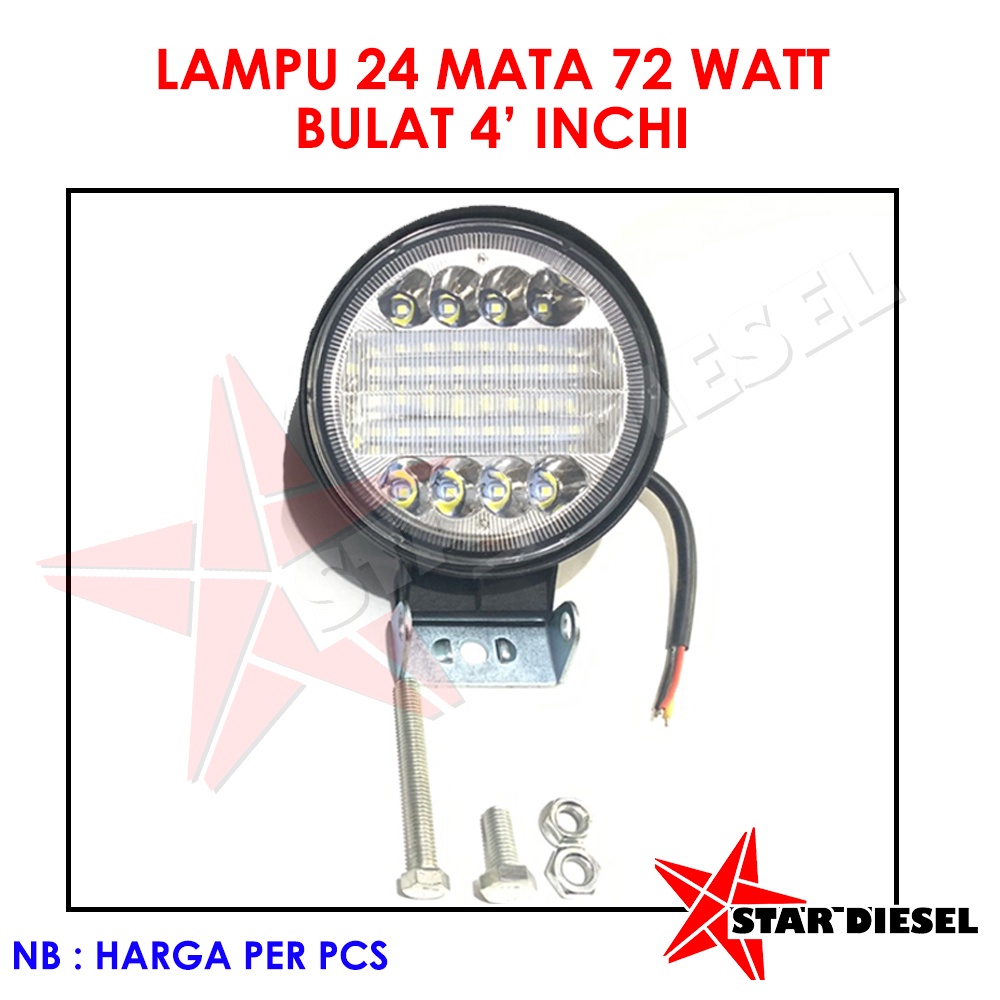 Jual Lampu Sorot Bulat Cahaya Putih 24 Mata 12v 24v Lampu Tembak Led Putih 4 Inch Lampu Sorot 7755