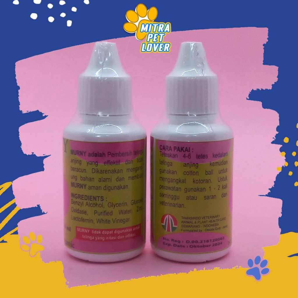OBAT PEMBERSIH TELINGA ANJING - MURNY DOG 30 ML ORIGINAL - CAIRAN TETES PEMBERSIH TELINGA ANJING PUPPIES ORGANIC AMAN TIDAK BERACUN - PET ANIMAL HEALTHCARE AND VETERINARY TAMASINDO OBAT KESEHATAN DAN VITAMIN TERNAK HEWAN BINATANG PELIHARAAN MITRAPETLOVER
