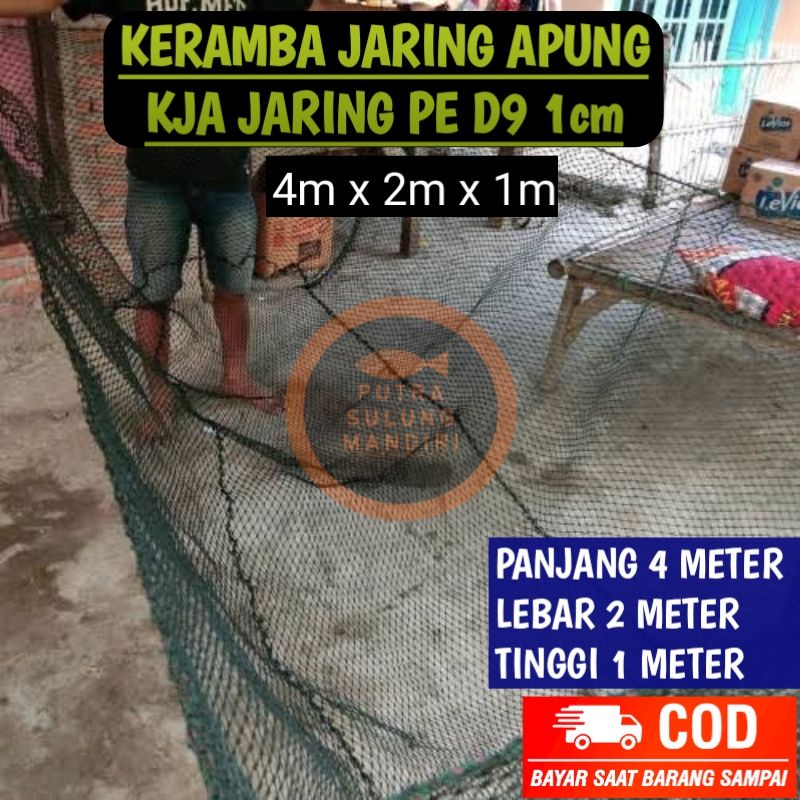 KJA - Jaring PE keramba apung ikan D9 ukuran 4x2x1 tanjaran kolam danau waduk laut