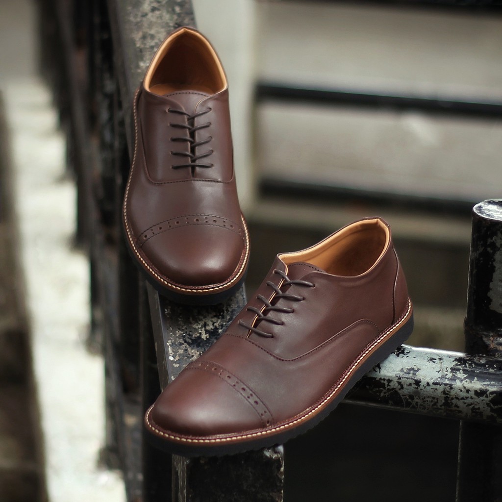 JAZZ 0.1 BROWN |FORIND x Reyl| Sepatu Kulit Vintage Klasik Pria Cowok Derby Formal Original Footwear