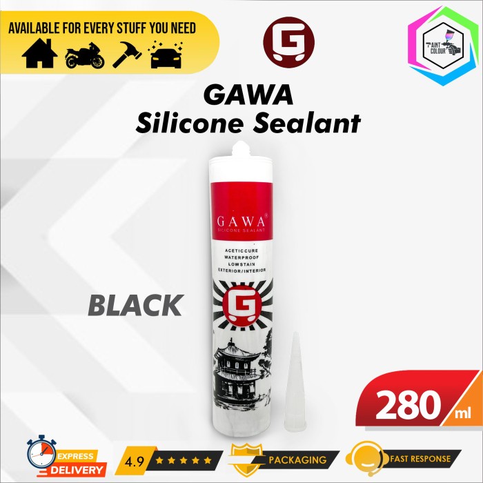 Lem Silicon GAWA Lem Sealent Lem Kaca / Lem silikon 280 ml - Hitam