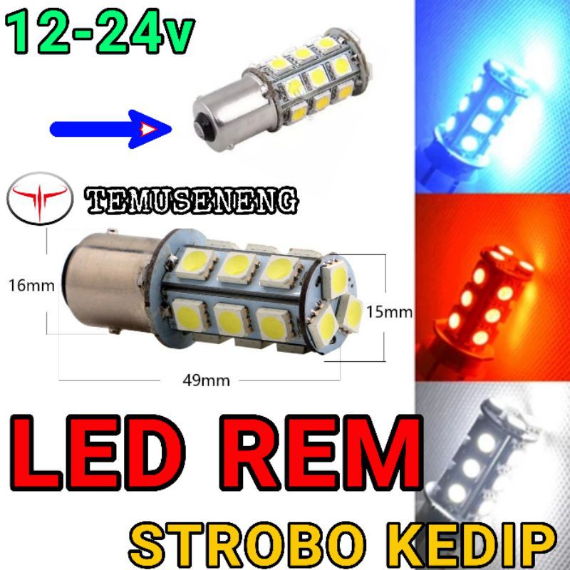 Jual Pnp Lampu Rem Strobo Led Mobil 1 Kaki 12v 24v Blitz Kedip Bayonet