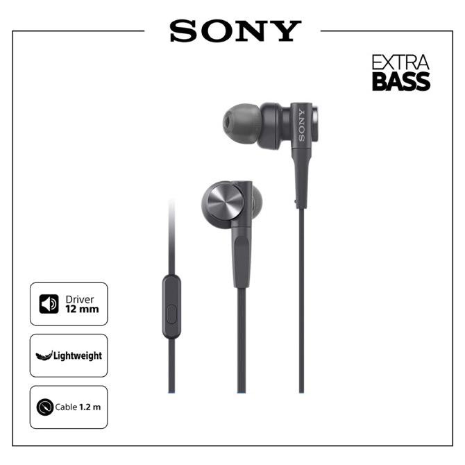 hanya disini] SONY MDR-XB55AP Black Extra Bass Earphone / XB55AP / XB-55AP / 55AP