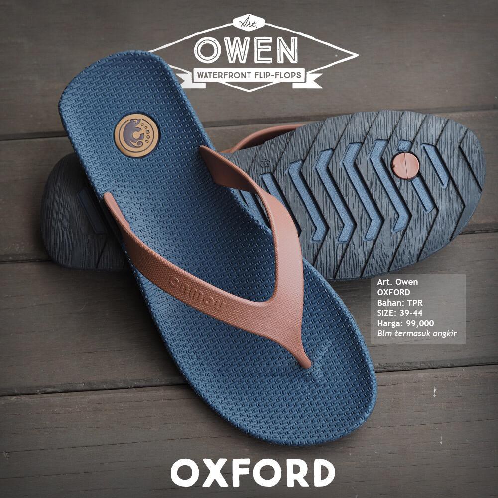 Camou Owen Sandal  Jepit  Karet Casual Pria Oxford Biru  Navy 