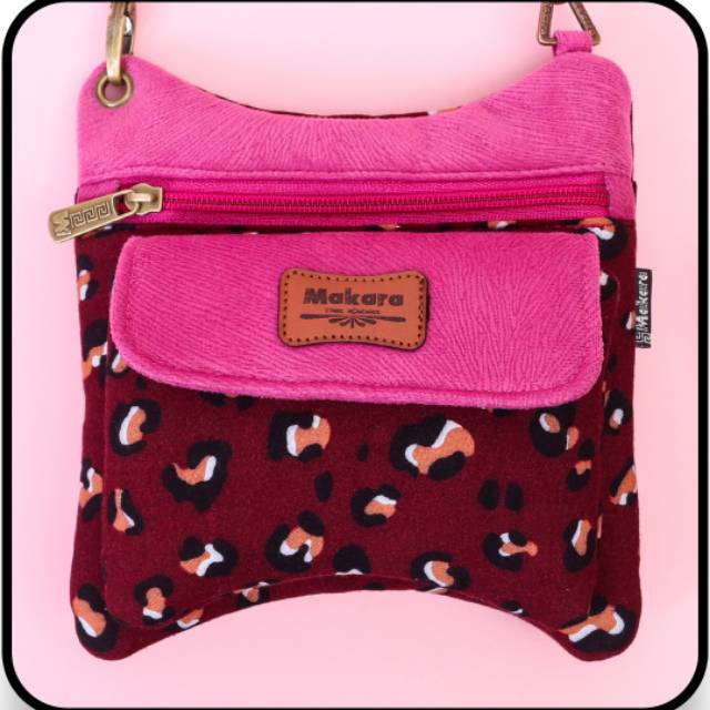 Makara Etnik MDP Daily Pocket Maroon Spot Tas Selempang Wanita Multifungsi