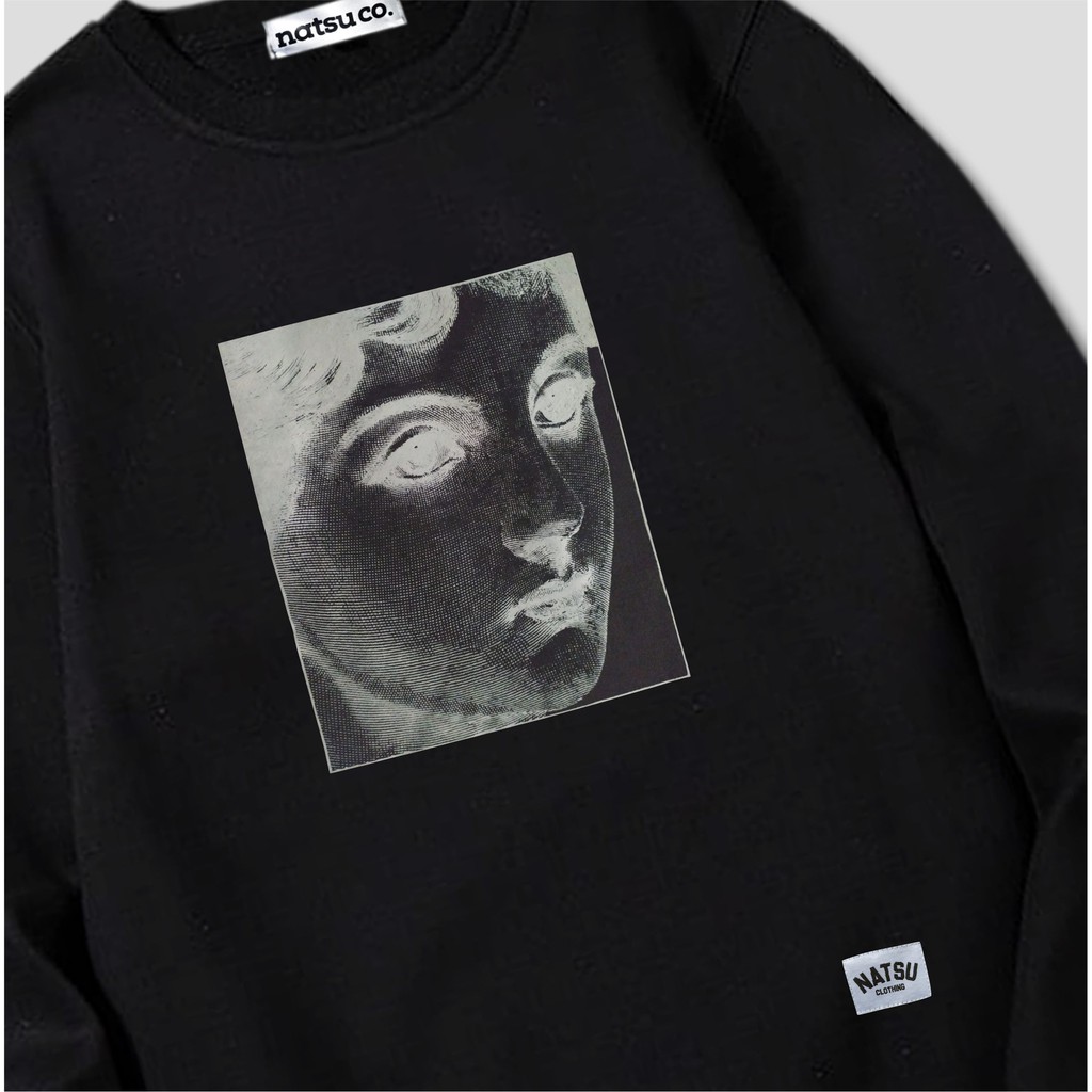 Crewneck Sweatshirt Pria natsu co. - Face NATSU x PANDAWA HOODIE