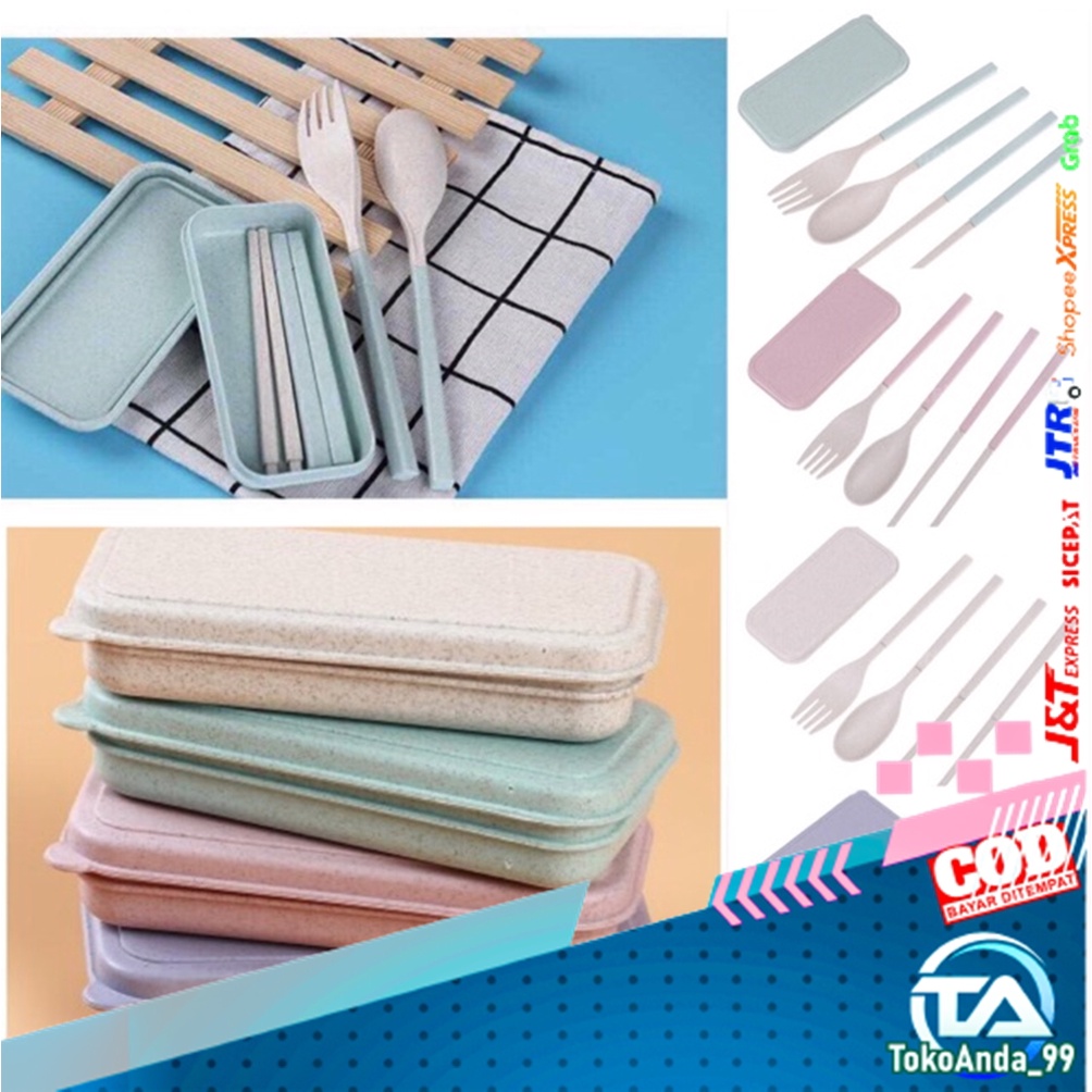 SENDOK TRAVEL / SENDOK GARPU SUMPIT LIPAT TRAVEL / SENDOK JERAMI SET 3 IN 1