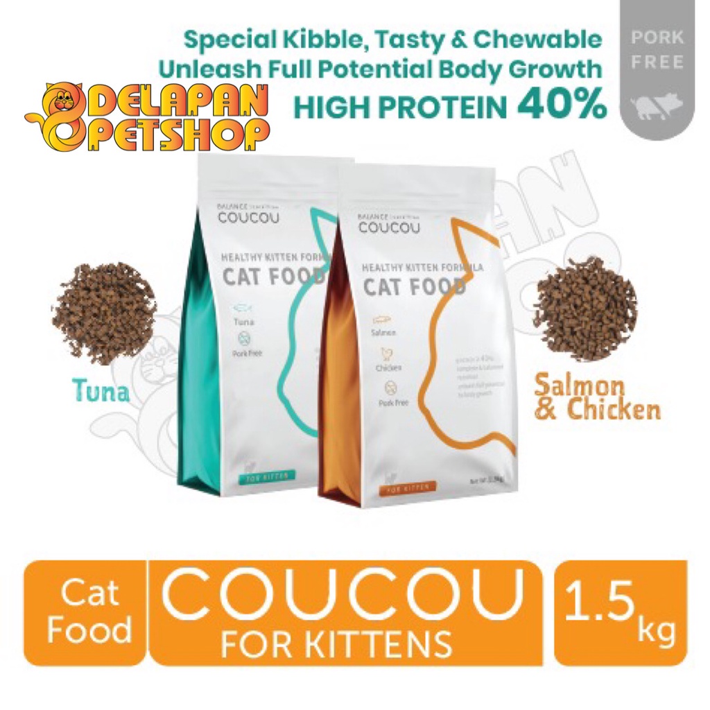 COUCOU Super Premium Cat Food for Kitten 1.5 Kg / High Protein / Makanan Anak Kucing