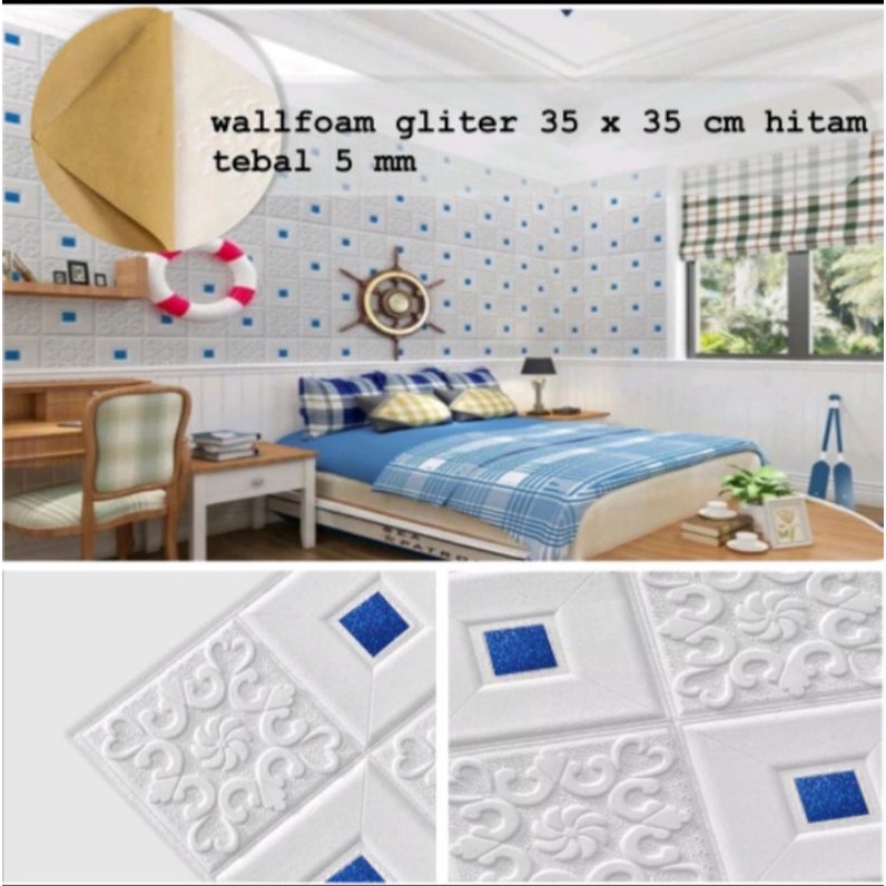 WALLPAPER DINDING 3D FOAM MOTIF BATIK UK.35CM X 35CM-TEBAL-3