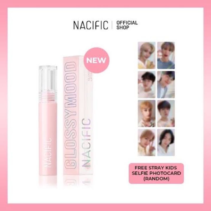 Nacific Glossy Mood Lip Tint Liptint FREE Stray Kids Skz photocard set dan binder