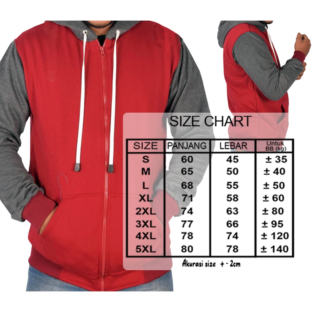 Jaket Big Size Jaket Pria wanita jumbo S M L XL XXL XXXL XXXXL XXXXXL Merah Abu Tua