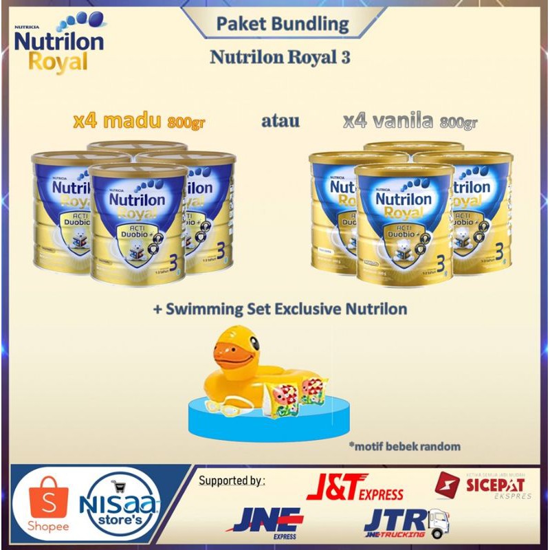 [PAKET BUNDLING] x4 Susu Nutrilon Royal 3 800gr + Hadiah Swimming Set Exclusive  Nutrilon