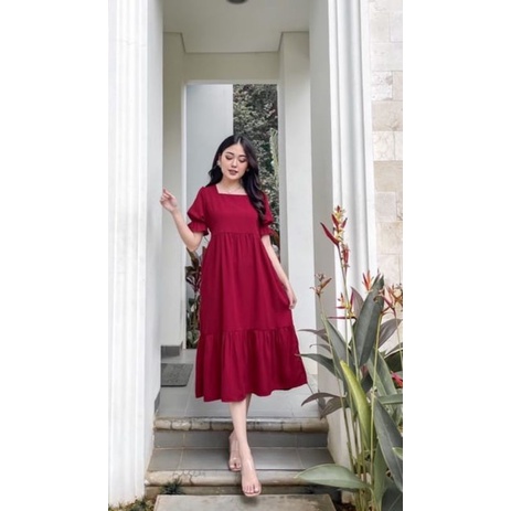 Dress Wanita Korean Vintage Fanny Dress Amanda