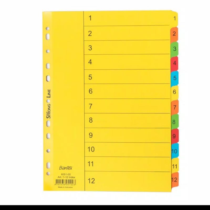 

Divider/Index/Pembatas A4 BANTEX 6051 (1-12)