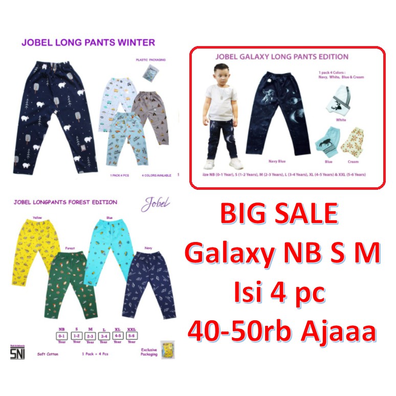 SALE 4pcs Jobel Long Pants Boy WINTER GALAXY FOREST 0-6 tahun Celana Panjang Anak by Kazel CBKS