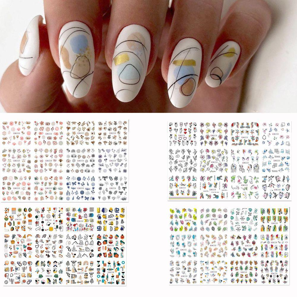 Preva Stiker Kuku Manicure DIY 12in1bunga Perekat Decals Tema Musim Panas Cat Air