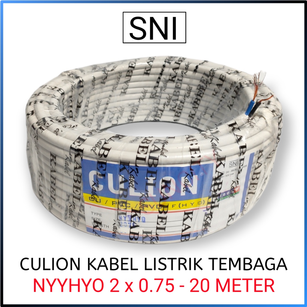 Culion Kabel Listrik NYYHYO 2 x 0.75 Hitam &amp; Putih - 20 Meter