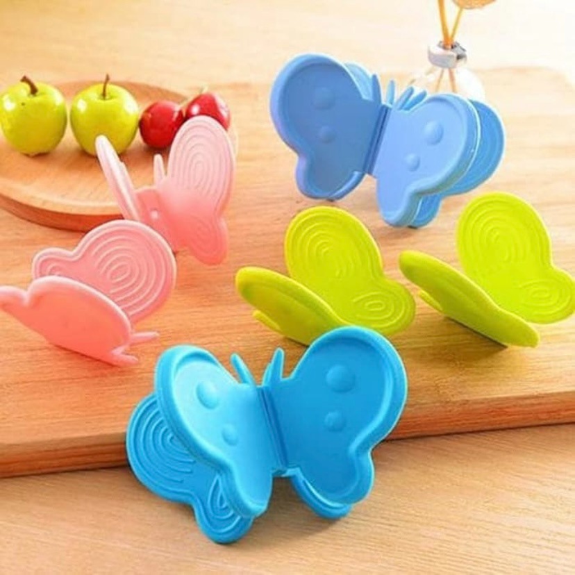 Pemegang Penjepit Panci Anti Panas Silikon Kupu Kupu