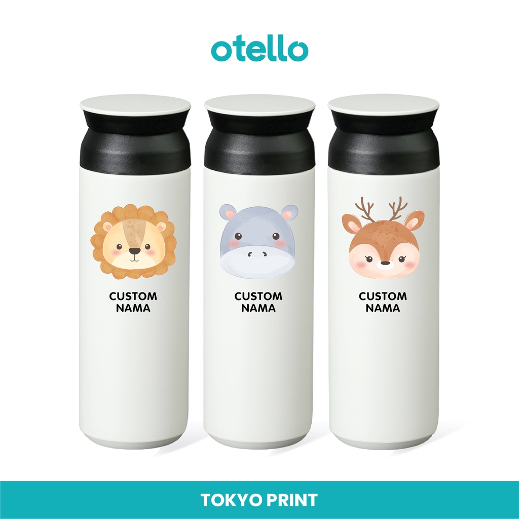 Custom Tumbler Karakter Anak Animal Watercolor Cetak Print Thumbler Tambler UV Botol Minum Kado Unik