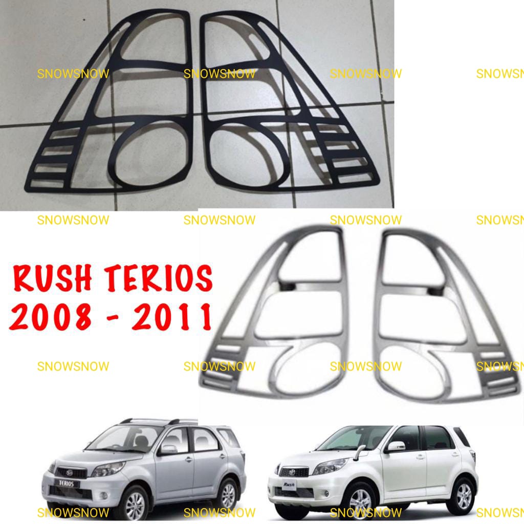 Garnish Lampu Belakang Rush Terios Lama Old 2007 2008 2011 Hitam Chrome