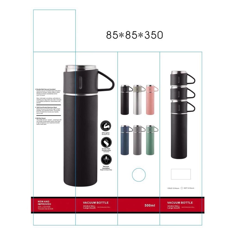 TERMOS + GELAS SET VACUM FLASK THERMOS SET BONUS GELAS